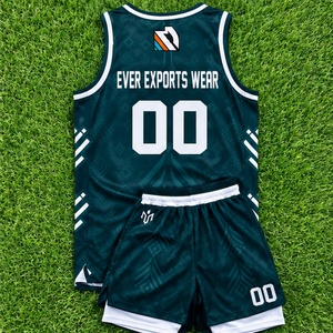 Conjunto de Uniforme de Baloncesto Sublimado Personalizado, Jersey Verde sin Mangas con Cuello en V y Pantalones Cortos, Kit de Equipo Transpirable de Poliéster - Product Image 3