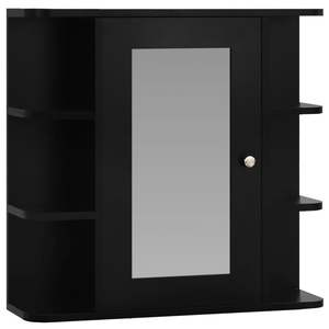 Armoire à miroir en MDF noir et argenté avec mélamine et verre, miroirs de salle de bain de taille moyenne - Product Image 2