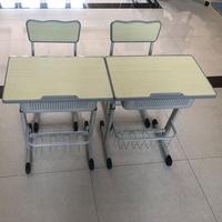 Muebles Escolares Modernos de Metal, Conjunto de Escritorio y Silla Individual para Estudiantes, Altura Ajustable, Pupitre Escolar