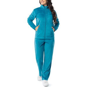Chándal Morado Sólido con Capucha para Mujer, Manga Larga, Cierre Frontal, Ropa Casual con Bolsillos Laterales, Material Transpirable de Spandex y Poliéster - Product Image 1