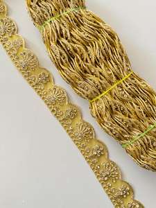 Ribete de encaje de poliéster con espejo, estilo étnico tradicional indio, 25 mm de ancho, suave, para bolsos, vestidos, decoración del hogar, ofertas al por mayor - Product Image 5