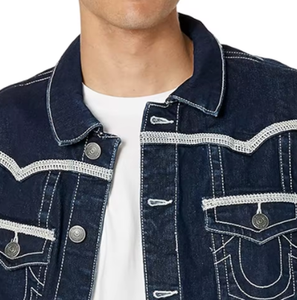 Veste en jean surdimensionnée OEM pour hommes |   Manteau en jean bleu délavé coupe ample style vintage, vêtement d'extérieur streetwear avec logo personnalisé, prix de gros - Product Image 2