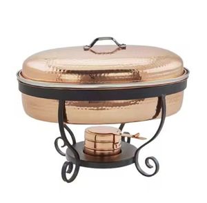 Modern Sphere Casserole Premium Food Warmers Silver Stainless Steel <b>Buffet</b> <b>Server</b> with Geometric X-Frame Laser Cut Base - Product Image 2