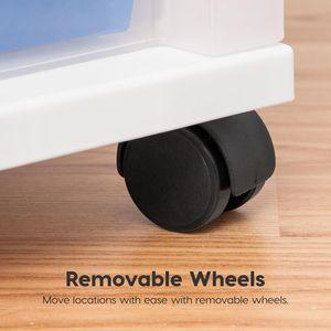 Chariot de rangement roulant en plastique à 5 tiroirs avec roulettes pour fournitures scolaires, artistiques et d'artisanat, organisateur de commode et de placard - Product Image 4