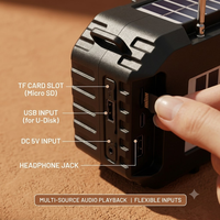 Radio d'urgence solaire SE-T02, haut-parleur sans fil, charge solaire, radio FM portable avec lampe torche LED, batterie externe
