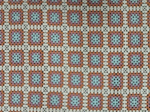 ผ้าลูกไม้โครเชต์หลากสีสไตล์เรโทรพรีเมียมลดราคา - วัสดุตาข่ายลายสี่เหลี่ยมแบบยุค 70 สีฟ้าอ่อน สีส้มสนิม สีชมพู - Product Image 4