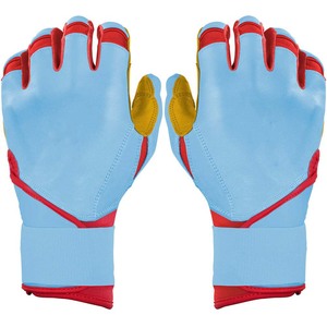 Gants de frappe ELIXE SPORTS en cuir bleu avec bordure rouge, paume rembourrée, fermeture auto-agrippante, légers, unisexes, pour entraînement adulte - Product Image 1