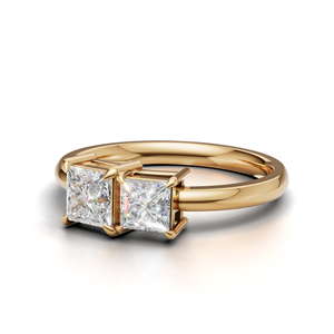 Anillo Toi Et Moi con diamante cultivado en laboratorio certificado por IGI, oro amarillo/blanco y rosa de 18 quilates, corte princesa, anillo de compromiso para mujer - Product Image 3