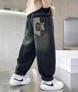 Jeans blancs déchirés à coupe ample en coton 100% pour garçons, taille plus - Product Image 1