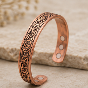 Elegant Woven Pattern Magnetic Pure Copper Wrist Cuff With Embossed Design Luxury Metal Jewelry Promotional <b>Novelty</b> Gift - Product Image 3