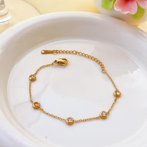 AMBER JEWELS Pulsera de tenis minimalista chapada en oro de 10K con engaste de piedra natural, unisex, para uso diario, certificada por IGI - Product Image 1