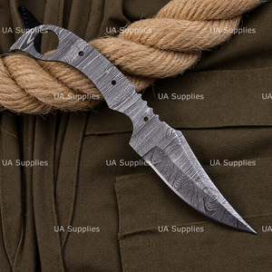 Cuchillo de Desollado Hecho a Mano de Acero de Damasco UA Supplies, Hoja de Punta Caída de 2.5mm de Grosor y 8 Pulgadas de Longitud Total, Personalizable - Product Image 4