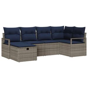 Ensemble de canapés de jardin en polyrotin avec coussin de rangement bleu marine, mobilier d'extérieur au design contemporain - Product Image 2
