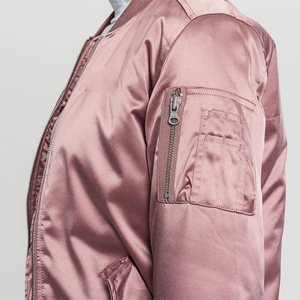 Women's Satin Bomber <b>Jacket</b> Classic Zip Up Flight <b>Jacket</b> Shiny Silk Lightweight Casual Outerwear Coat Mauve Champagne Gold - Product Image 2