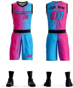 Kit de camiseta de baloncesto con diseño degradado de sublimación personalizada, uniforme deportivo transpirable con nombre de equipo y número, opción de talla grande - Product Image 4