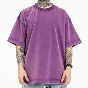 เสื้อยืดแขนสั้นผ้าเจอร์ซีย์คอตตอน 100% สไตล์วินเทจ พิมพ์ลายพัฟฟ์ ล้างสีแบบแอซิดวอช ดีไซน์สั่งทำ สีดำ - Product Image 6