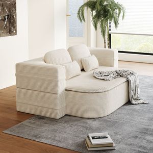 2-in-1 Convertible Sleeper Foam <b>Sofa</b> Bed 75 2 Foldable Blanket Corduroy Floor <b>Folding</b> <b>Sofa</b> with Multi-Functional Features - Product Image 1