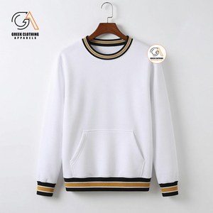 Ropa Griega, Sudadera Blanca de Cuello Redondo para Hombre, Corte Regular, Diseño con Bolsillo, 100% Algodón Tejido, Ropa Casual de Otoño, 370g - Product Image 1