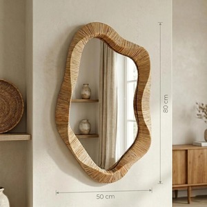 Unique Shape Rattan <b>Mirror</b> Natural Handwoven Wall Frame For Living Room Bedroom Boho Home Decor Stylish Accent - Product Image 6