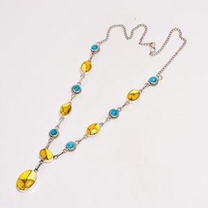 Collier en argent sterling avec pendentif bohème en turquoise et dahlia, bijoux artisanaux, cadeau de fiançailles pour elle, style sud-ouest - Product Image 6
