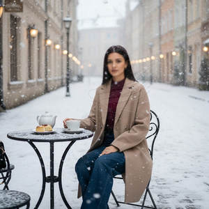 Elegante Abrigo Largo para Mujer con Botones, para Invierno, en Tela de Lona con Exterior de Lana, Diseño Transpirable y Personalizable - Product Image 5