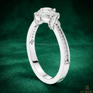 Custom IGI Certified Round Brilliant Moissanite Halo Ring 9KT 10KT 14KT 18KT Gold <b>Infinity</b> Engagement Ring - Product Image 4