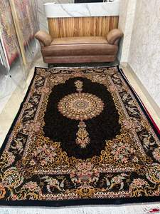 Tapis artisanal en pure soie, moderne, noué à la main, de luxe, lavable, motif personnalisé, antidérapant, épaisseur 2-3 mm, pour salon et chambre. - Product Image 1