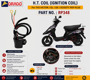 Hot <b>Sale</b> tvs victor gl gx scooty pep plus High Performance Ignition HT Coil Motorcycle Electrical Spare Parts - Product Image 3