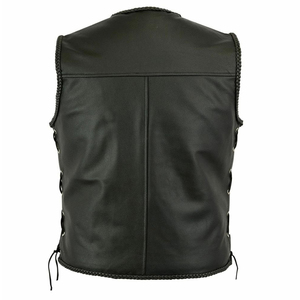 Gilet de moto en cuir pour homme, fermeture éclair, vêtements de motard pour les voyages en moto, gilets de moto en vente - Product Image 6