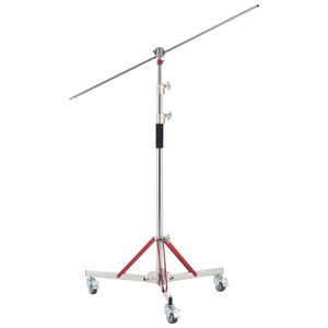 Treppiede Professionale in Acciaio Inossidabile Rinforzato, Altezza Massima Regolabile 320 cm (10,5 piedi), con Ruote e Supporto per Illuminazione - Product Image 1