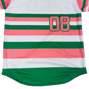 Sorority Custom Striped Baseball Jersey V-Neck <b>Short</b> <b>Sleeve</b> Unisex Adult Quick Dry Polyester 08 Front Print Sublimated Design - Product Image 6