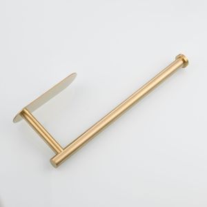 Adhesive Stainless Steel Towel and Toilet Paper Holder for 2 Roll Brushed Gold Lengthened Design - Product Image 4