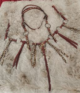 Conjunto de arreos para caballo de cuero genuino, ligero, de temporada, con anillas de cobre de tendencia, cabezada y pechera, para equitación - Product Image 2