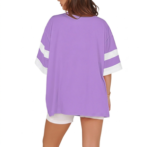 T-shirts Oversize Femme 2026 de Haute Qualité 100% Coton Coupe Ample Col Rond Manches Courtes pour l'Été Décontracté avec Broderie Logo - Product Image 3