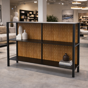 Estante de Almacenamiento de Cocina Metálico Contemporáneo, Marco de Acero Negro con Reverso de Metal Perforado, Estante Utilitario de Múltiples Niveles - Product Image 5