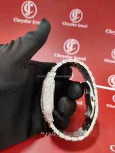 Iced Moissanite Hip Hop Stainless Steel Watch Handmade Bling Diamond <b>Wrist</b> Watches <b>for</b> <b>Men</b> Quartz Movement Glass Fashion Gift - Product Image 6