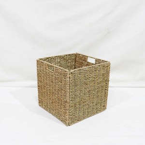 Hot Selling Handwoven Seagrass <b>Cube</b> <b>Basket</b> Closet Storage Bin Built In Handles - Product Image 6