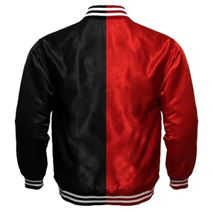 Veste universitaire en satin rouge et noir pour homme, deux tons, boutons-pression, streetwear, vêtements d'extérieur personnalisés OEM, mode - Product Image 2