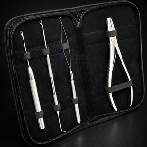 Kit d'outils professionnels pour extensions de cheveux, ensemble de 4 pièces, pince à micro-anneaux, aiguille à boucle, crochet et outil de tirage - Product Image 1