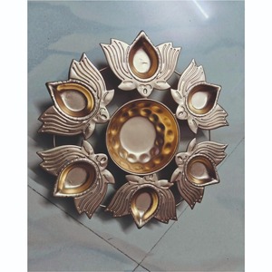 Handmade Metal Gold Urli Bowl with Diya Holders for Diwali Decor Wedding Centerpiece <b>Flower</b> Floating Pot Home Decorative Bowl - Product Image 5