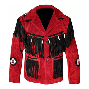 High Quality <b>Cheap</b> Price Original Material Suede Western Simlple Style Men's Fringed Beaded Cowboy Leather Wear - Product Image 1
