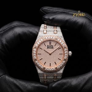 Montre de luxe pour homme, bicolore, sertie de moissanite, en acier inoxydable, mouvement mécanique ETA, résistante à l'eau 10 bars, personnalisée, style hip-hop - Product Image 3