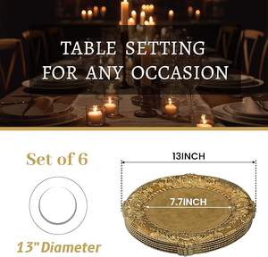 Assiette de présentation de luxe dorée, ronde, décorative, accessoire de table de banquet - Product Image 4