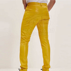 Pantalon décontracté pour homme en cuir foncé, coupe droite, tendance, pour l'extérieur, doux, durable, confortable, style streetwear - Product Image 4