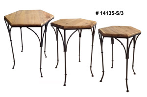 Modern Three Nesting Coffee <b>Table</b> Set Multifunctional Stackable <b>Storage</b> Metal Frame Metal Top Small <b>Table</b> Wood Bed <b>Side</b> <b>Table</b> - Product Image 4