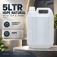 Bidon en plastique HDPE naturel de 5 L avec bouchon et revêtement intérieur |   Conteneur de stockage de liquides ménagers résistant aux produits chimiques avec poignée