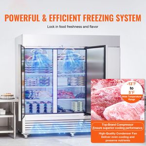 Commercial 60.42 Cu.ft Stainless Steel Upright <b>Freezer</b> with Auto Defrost 3-Door Reach 82.5" 12" Single & Double Doors - Product Image 2