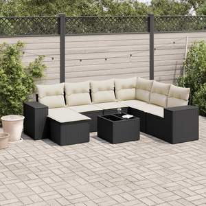 Conjunto de Sofás de Jardín Negros, Muebles de Ratán para Exteriores con Cojines de Espuma de Alta Densidad, Diseño Contemporáneo Impermeable - Product Image 3