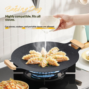 Cast Iron Griddle with Wooden Heat-Resistant Handles <b>for</b> <b>Induction</b> Gas Infrared Stoves Oven Safe - Product Image 2