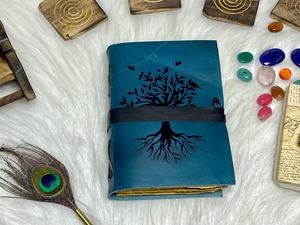 Vedant <b>Leather</b> Diary Tree Design Blue Cover Hardcover Journal with Spiral Binding 100 <b>Sheets</b> for Gift - Product Image 5